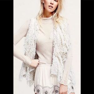 Free People Ivory Fringe Piñata Parade Vest SZ SM